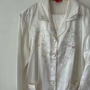 NWOT Embroidered Pajama Set